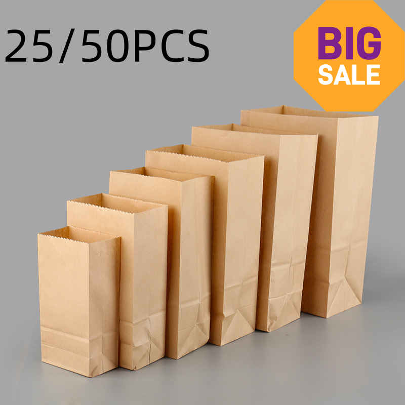 25/50pcs Brown Kraft Paper Bag - Zebra Food Storage ulasan dan harga