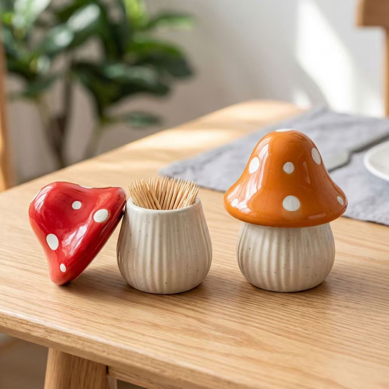 Cartoon Mushroom Ceramic Stora - Food Storage For Room ulasan dan harga