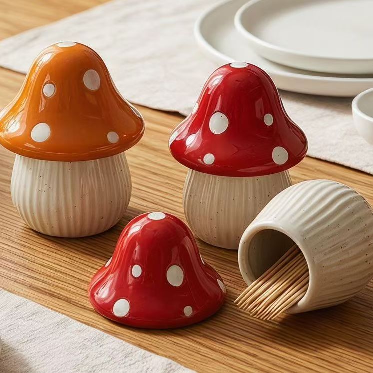 Cartoon Mushroom Ceramic Stora - Food Storage For Room ulasan dan harga