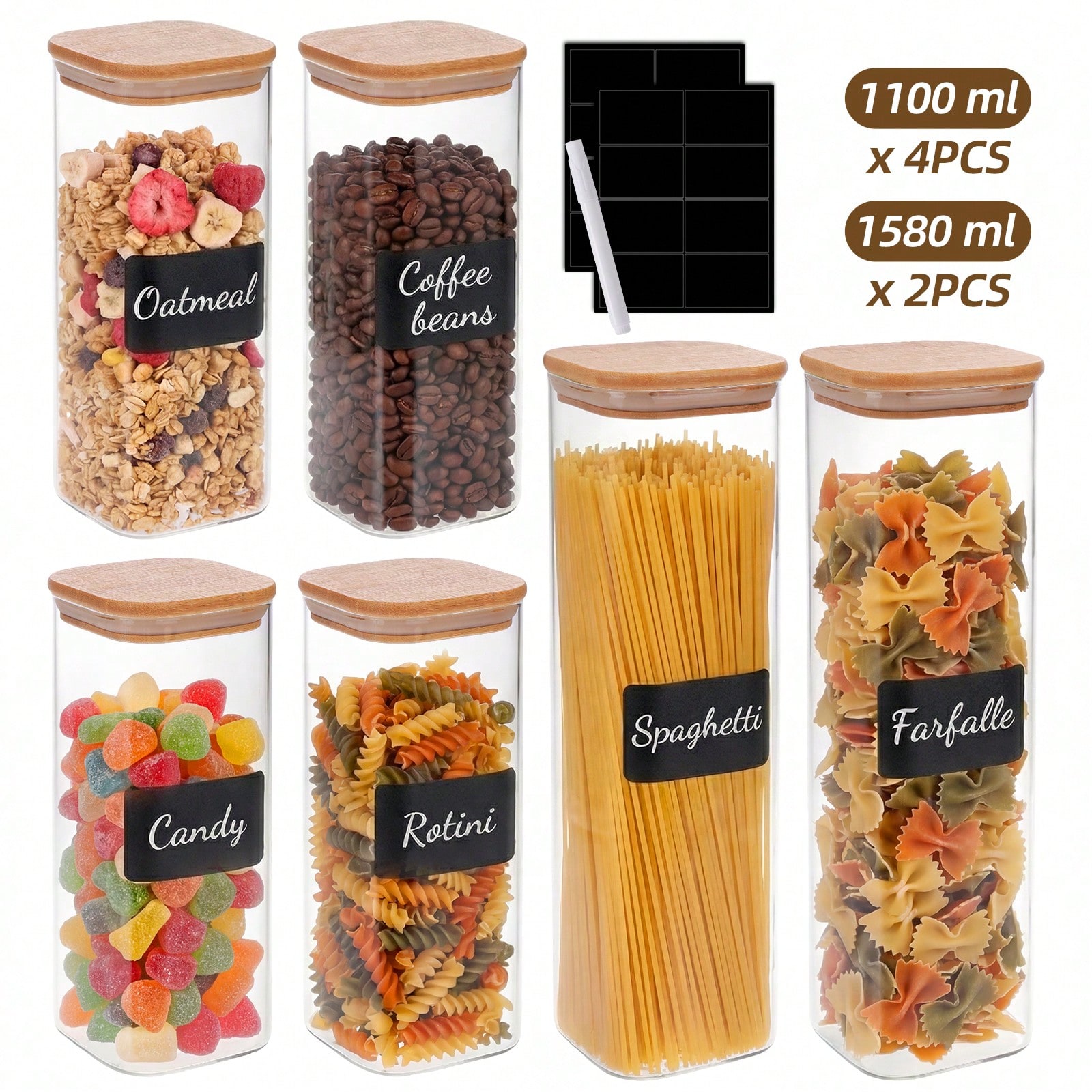 6/12pcs Glass Food Storage Con - Food Storage Glass ulasan dan harga