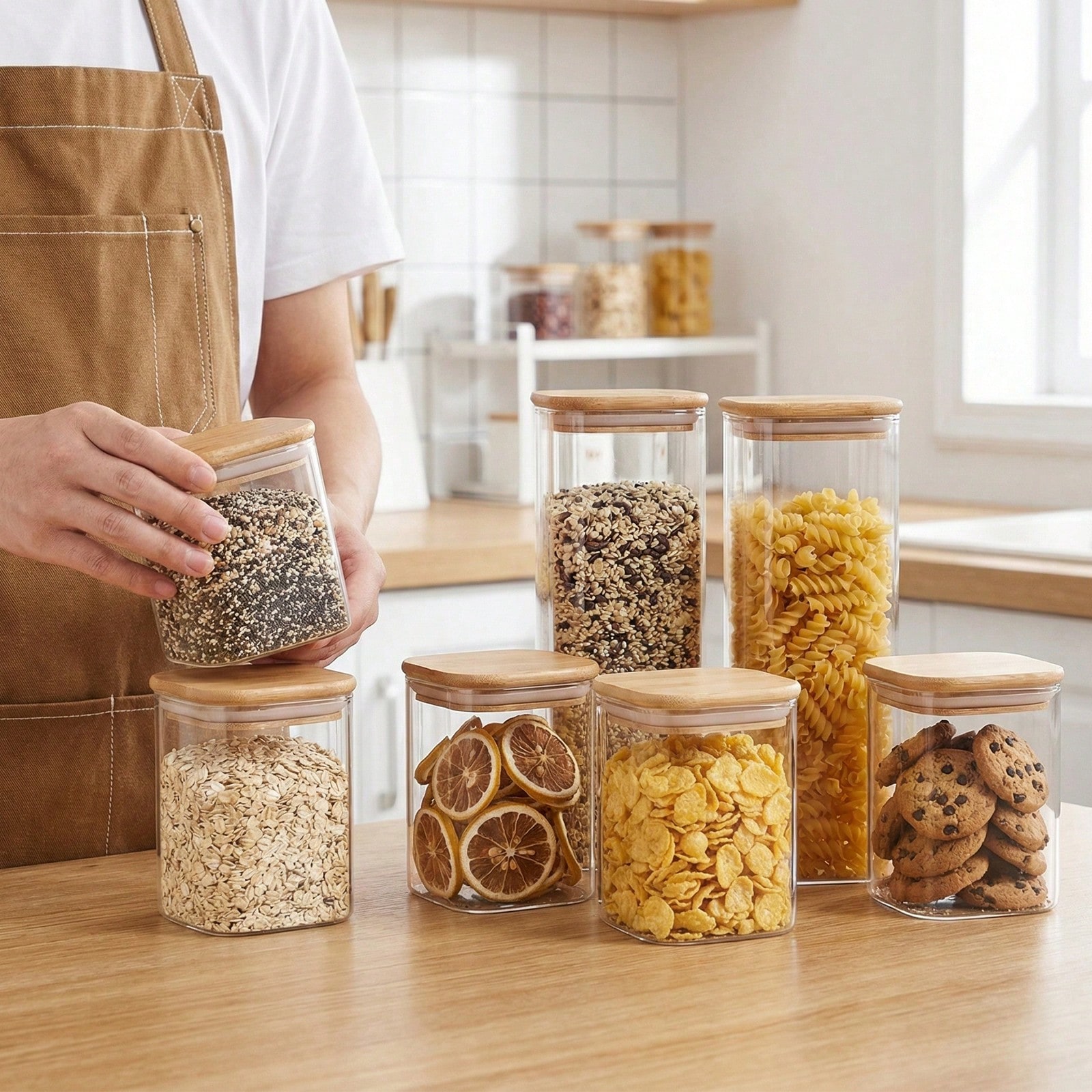 6/12pcs Glass Food Storage Con - Food Storage Glass ulasan dan harga