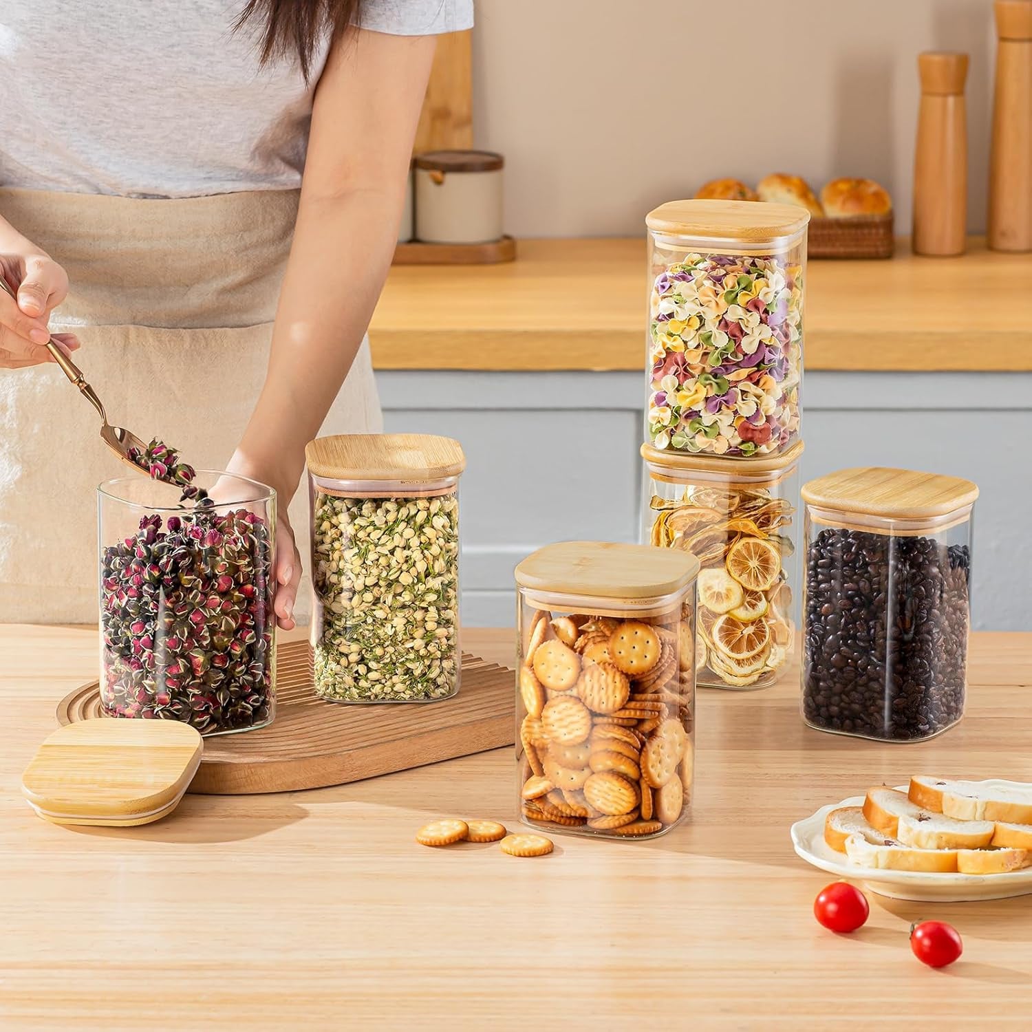 6 Pack Glass Food Storage Jars - Food Storage Jars Airtight ulasan dan harga