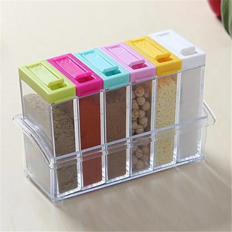 Transparent Seasoning Six Grid - Food Storage For Room ulasan dan harga