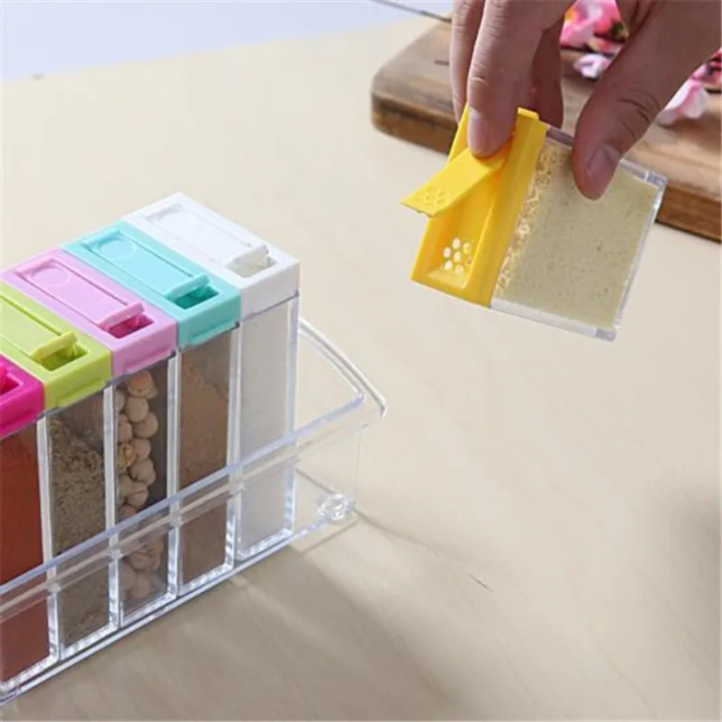Transparent Seasoning Six Grid - Food Storage For Room ulasan dan harga