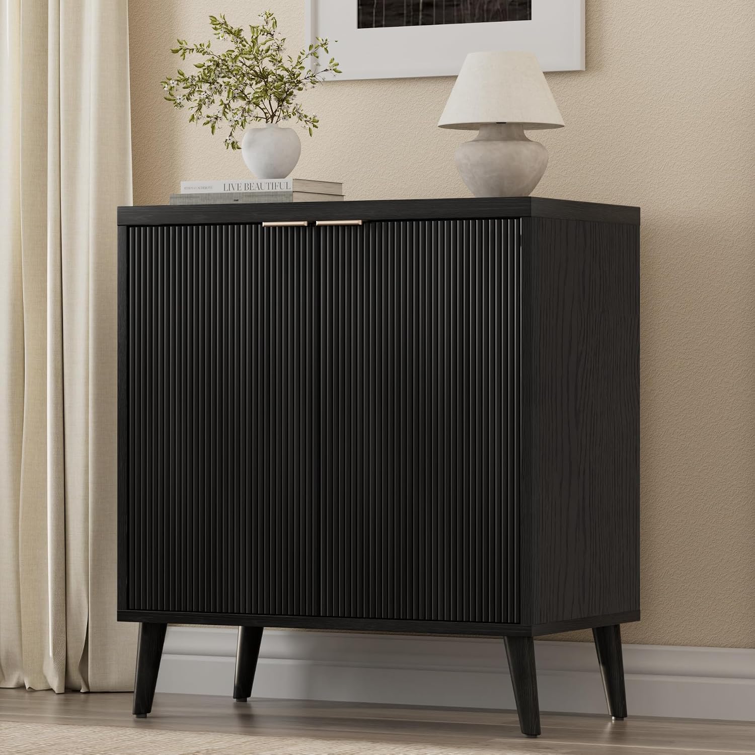 Fluted Buffet Cabinet With Sto - Food Storage For Room ulasan dan harga