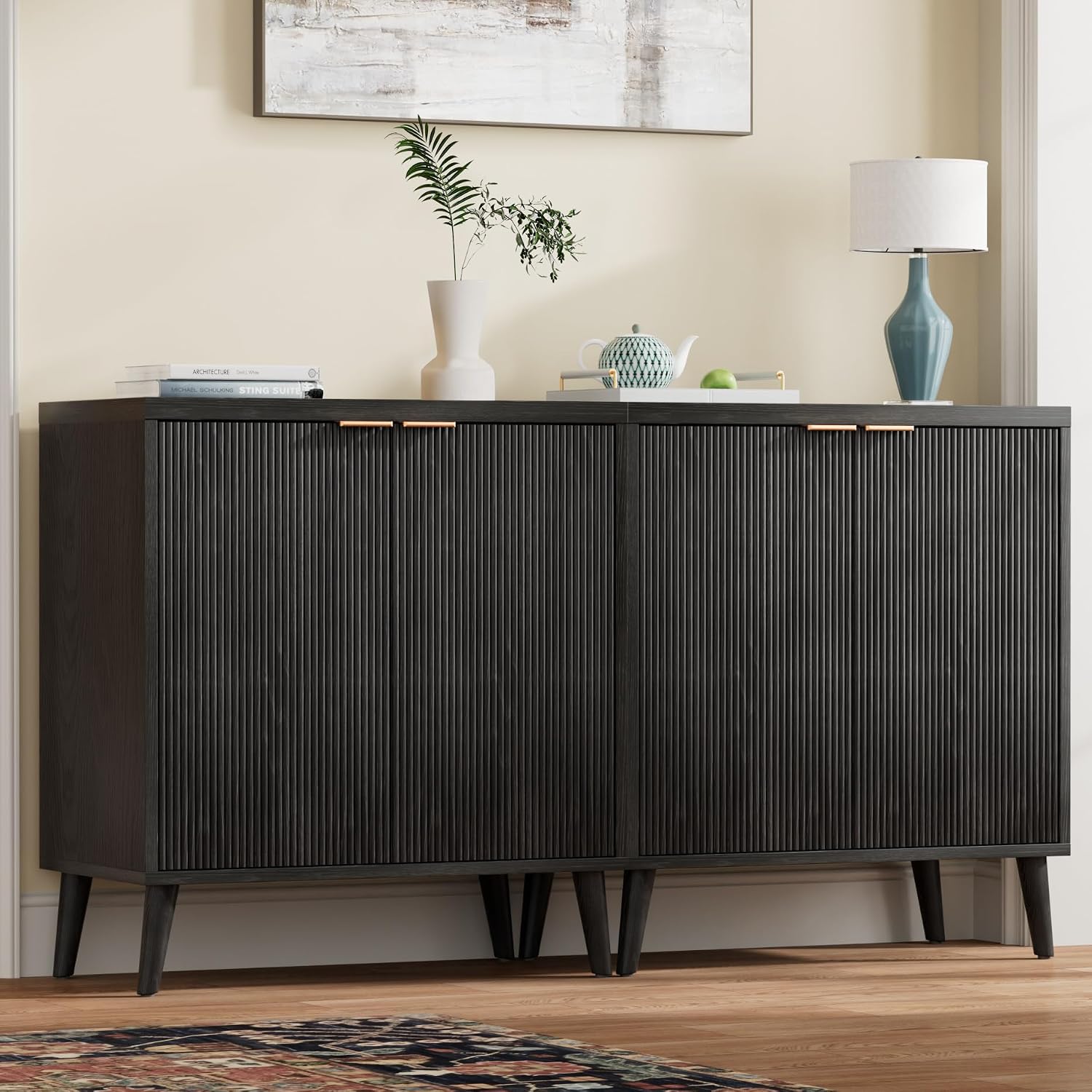 Fluted Buffet Cabinet With Sto - Food Storage For Room ulasan dan harga