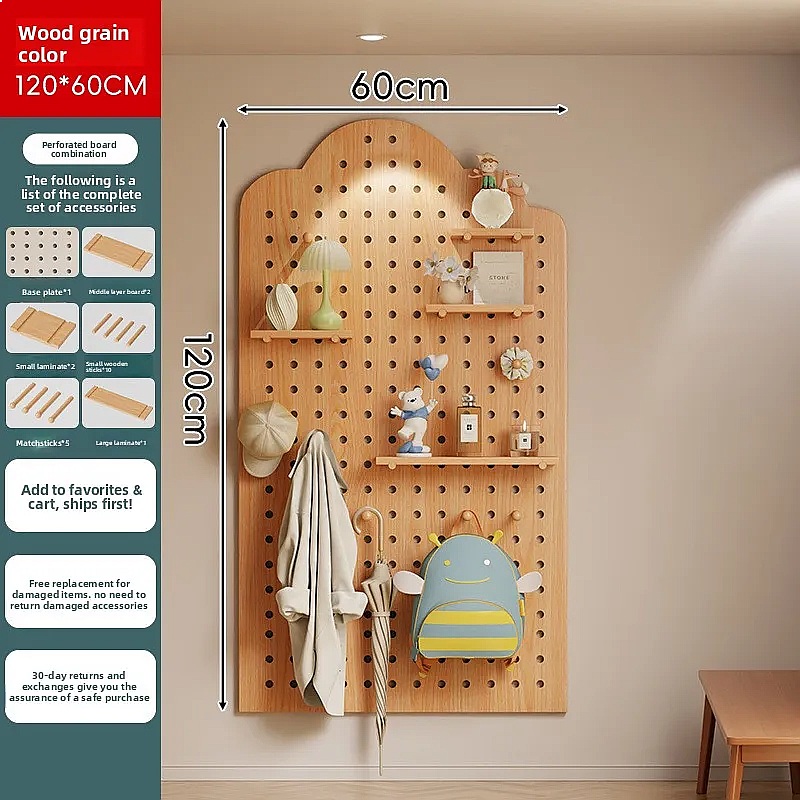 Solid Wood Pegboard Storage Sh - Food Storage For Room ulasan dan harga