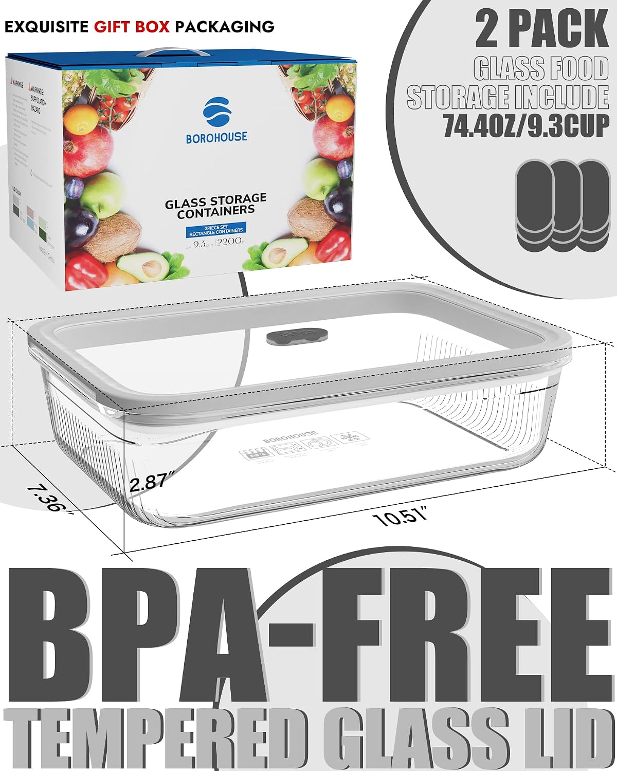 2 Pack Glass Food Storage Cont - Food Storage Glass ulasan dan harga