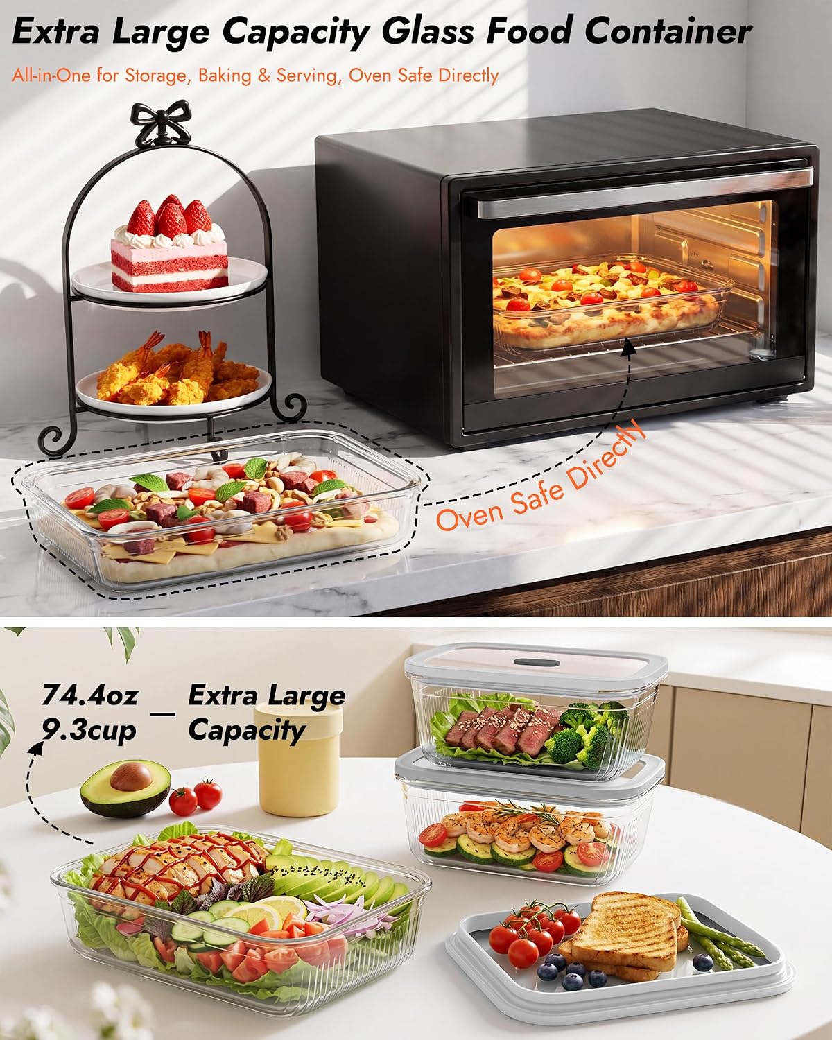 2 Pack Glass Food Storage Cont - Food Storage Glass ulasan dan harga