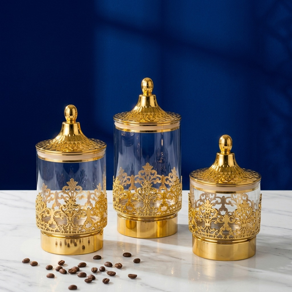 European Transparent Gold-plat - Food Storage For Room ulasan dan harga