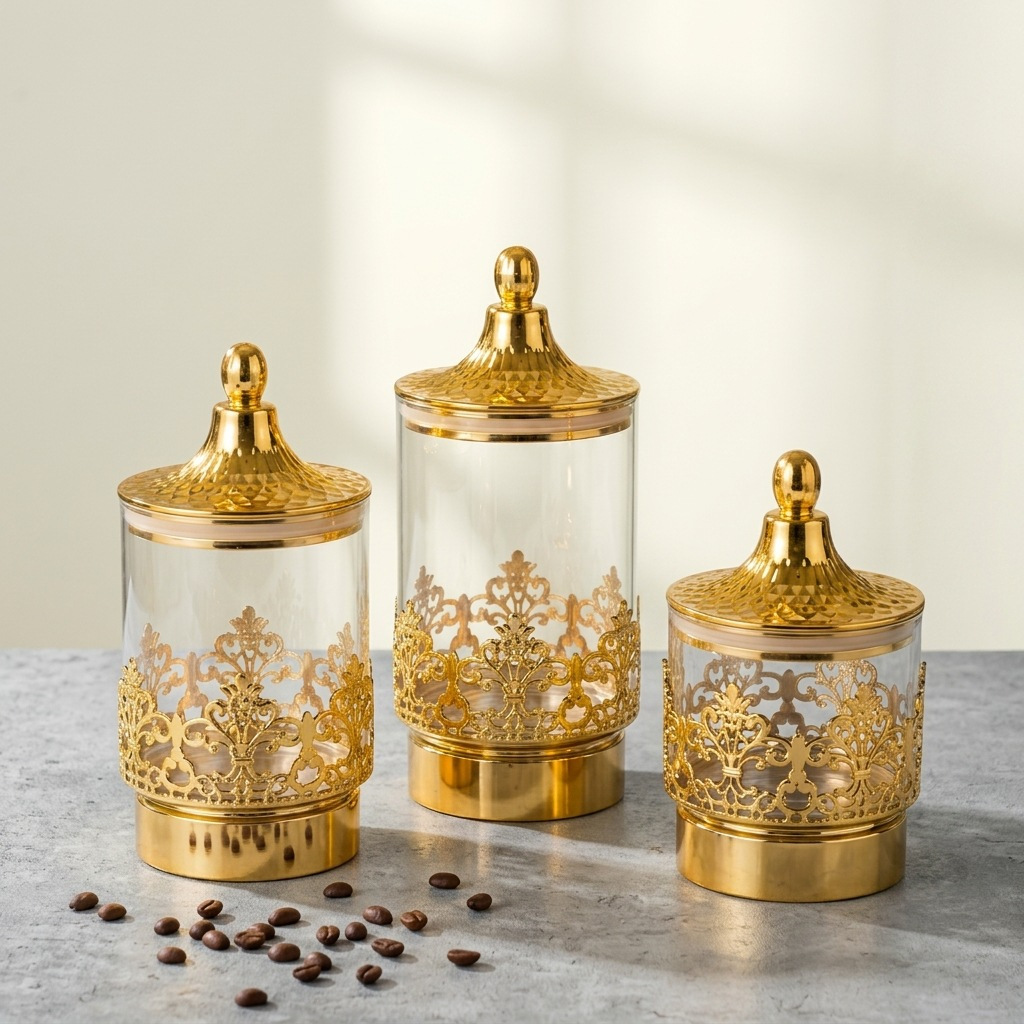 European Transparent Gold-plat - Food Storage For Room ulasan dan harga