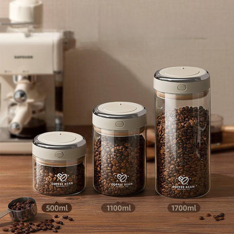 500/1100/1700ml Coffee Beans V - Food Storage Jars Airtight ulasan dan harga