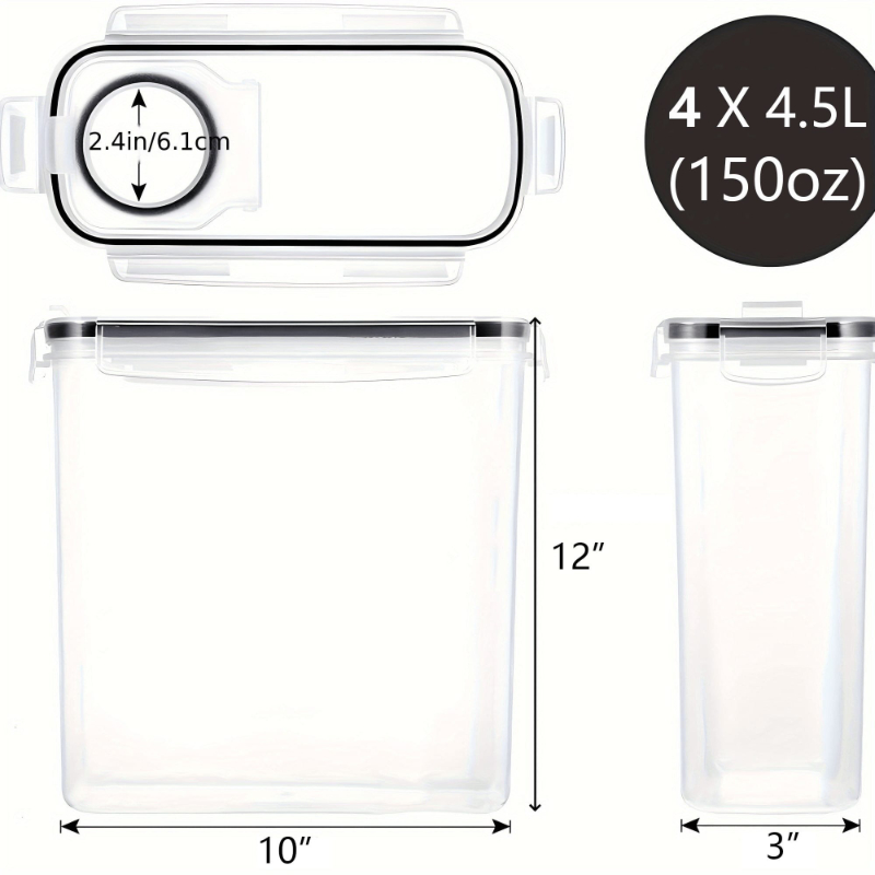 4 Pack Airtight Cereal Dry Foo - Food Storage Pantry ulasan dan harga