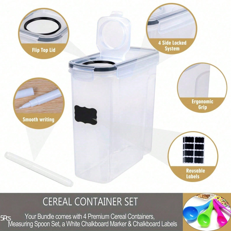 4 Pack Airtight Cereal Dry Foo - Food Storage Pantry ulasan dan harga