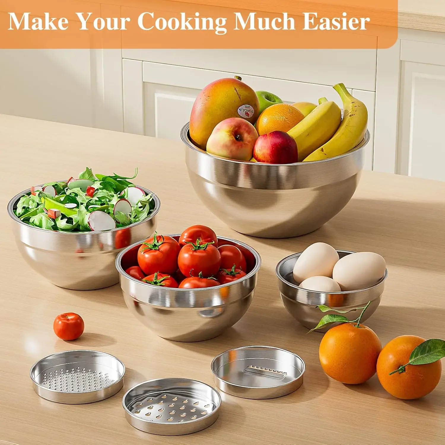6Pcs Stainless Steel Mixing Bo - Set Food Storage ulasan dan harga