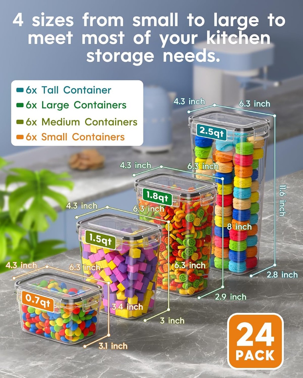 24 PCS Airtight Food Storage C - Food Storage Kitchen ulasan dan harga