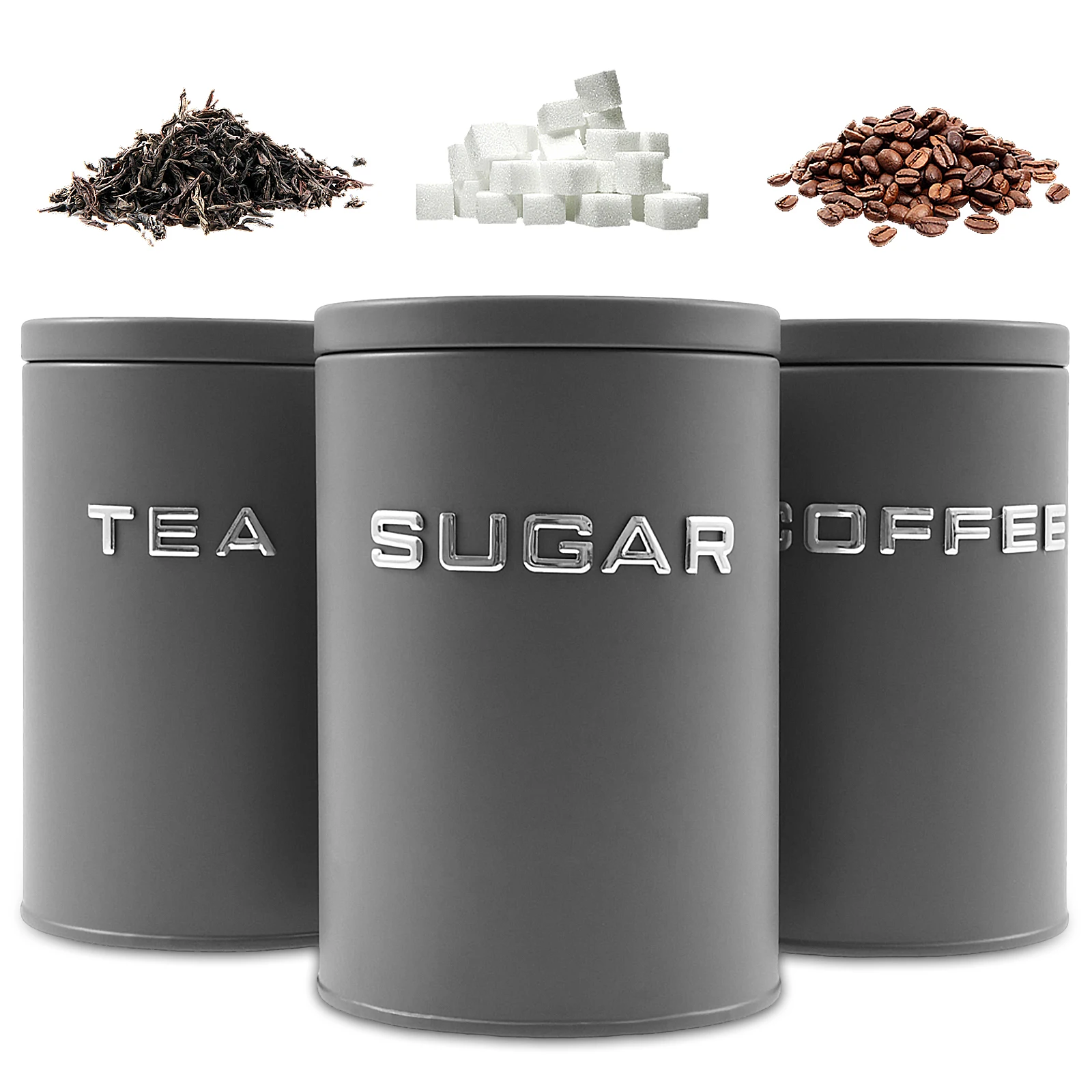 3 Pcs Tea Coffee Sugar Caniste - Food Storage Jars Airtight ulasan dan harga