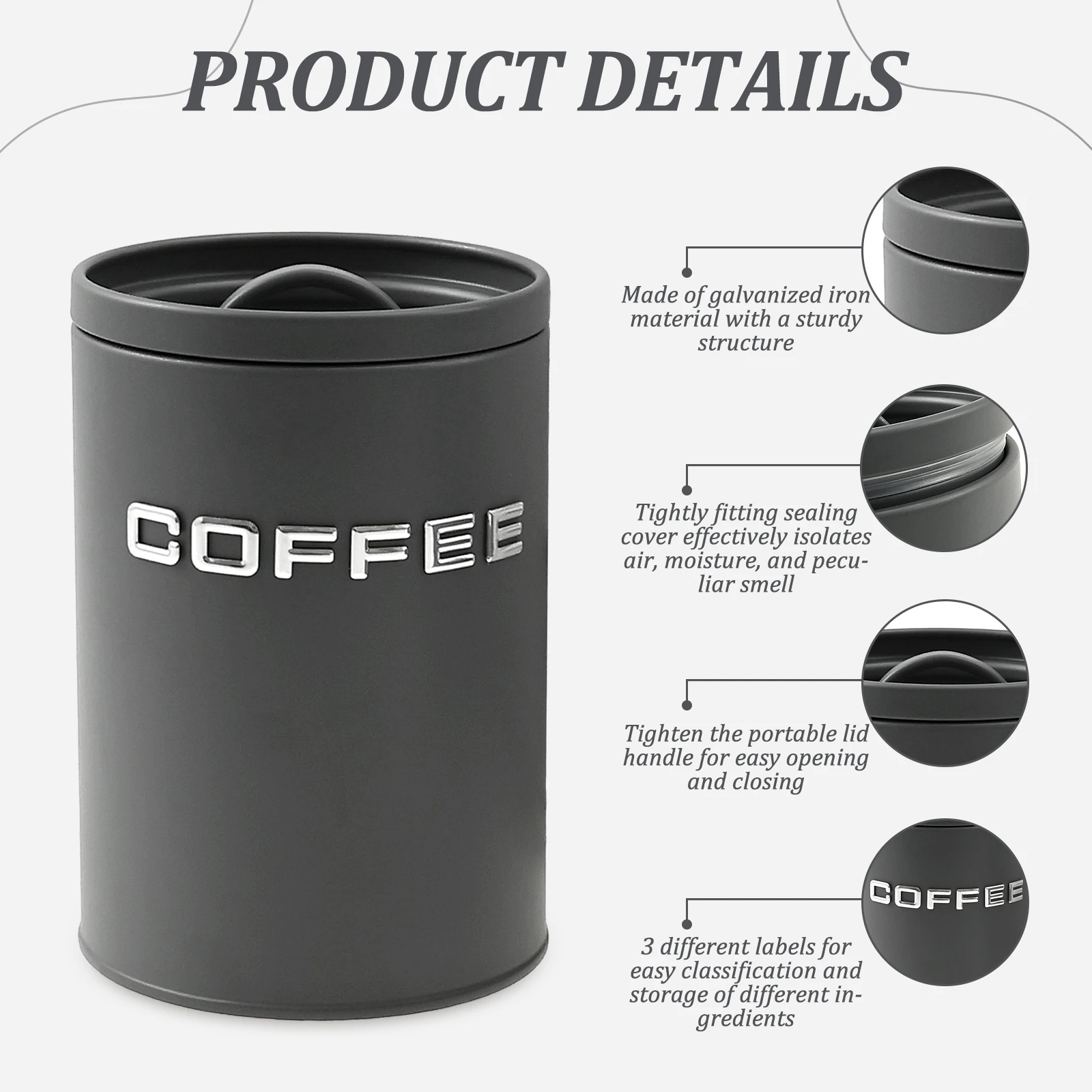 3 Pcs Tea Coffee Sugar Caniste - Food Storage Jars Airtight ulasan dan harga