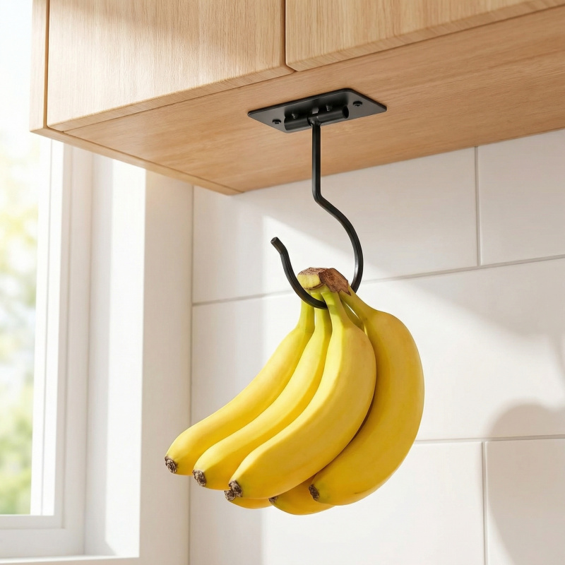 Black Metal Self-Adhesive Bana - Food Storage Kitchen ulasan dan harga