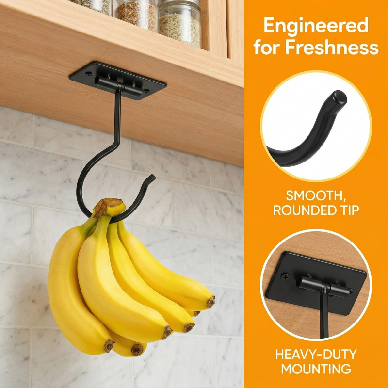 Black Metal Self-Adhesive Bana - Food Storage Kitchen ulasan dan harga